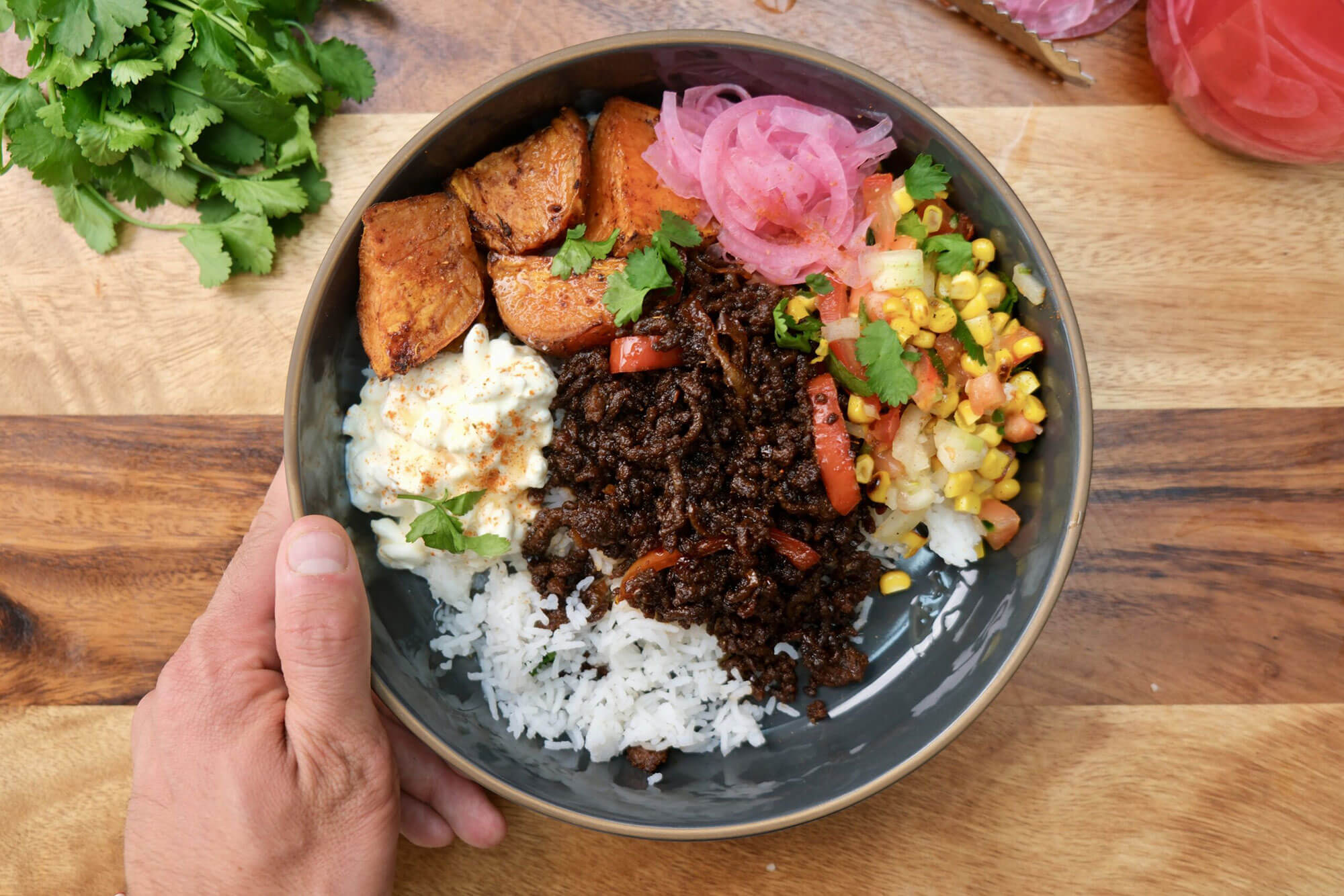 BBQ Honey Chipotle Crispy Beef Bowl